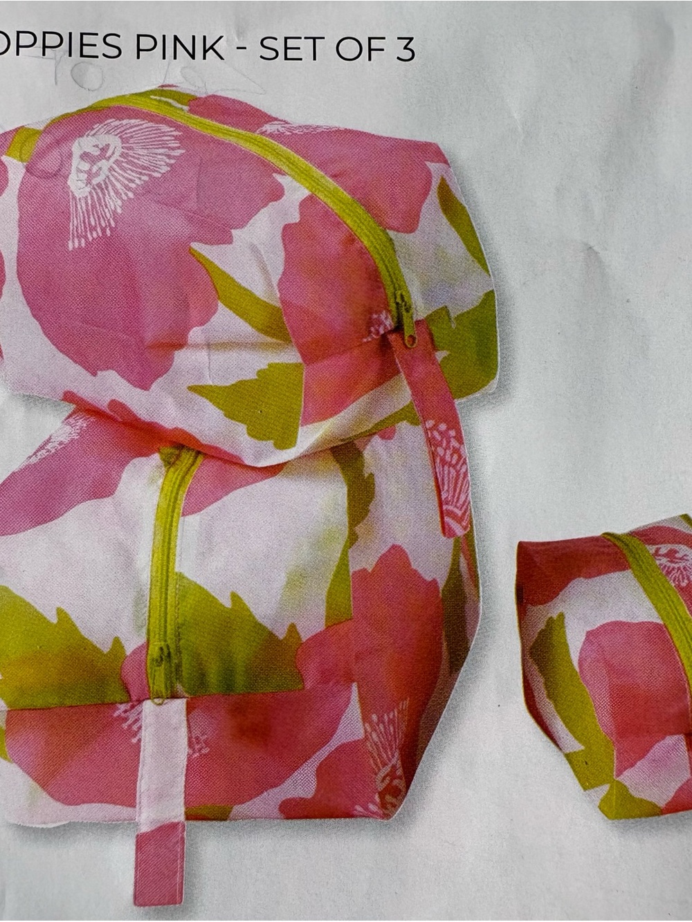 Poppies Pink Floral Travel Bag Set - Women Accessories